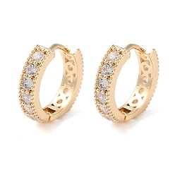 Echt 18 k vergoldet Messing Micro Pave klare Zirkonia Creolen, echt 18 k vergoldet, 12x13.5 mm