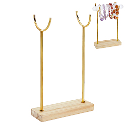 Золотой Подставки для палочек из сплава кристаллов на деревянном основании, держатель-органайзер для украшений на планку для браслетов, золотые, 17x5x21.8 см