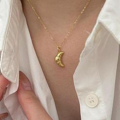 Золотой Латунный кулон в виде круассана на цепочке для женщин, золотые, 17.72 дюйм (45 см)