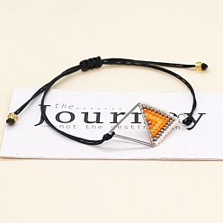 Разноцветный Браслеты из бисера Miyuki с ромбовидным узором для женщин, регулируемые нейлоновые шнур плетеный браслеты из бисера, красочный, 11 дюйм (28 см)