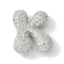 Letter K Стойки обшивки латунь кубического циркония подвески, без кадмия и без свинца, долговечный, алфавит, Письмо K, 21.5x19x7 мм, отверстие : 4x2 мм