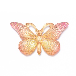 Желтый Пластиковые подвески градиентного цвета, бабочка, желтые, 38x22.5x5.5 мм, отверстие : 1.2 мм