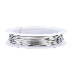 Silver Round Copper Jewelry Wire, Nickel Free, Silver, 20 Gauge, 0.8mm, about 16.40 Feet(5m)/Roll