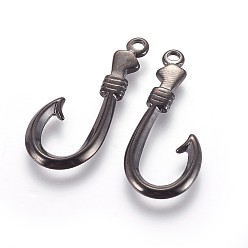 Черный Цвет Металла 304 крюк из нержавеющей стали и S-крюк пряжки, подвески рыболовный крючок, металлический черный , 37x15.5x2.5 мм, отверстие : 2.5 мм