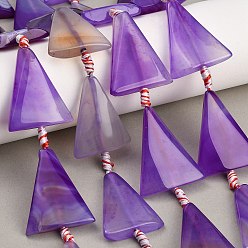 Dark Violet Natural Agate Beads Strands, Dyed & Heated, Triangle, Dark Violet, 32.5~36x26.5~29.5x6~7.5mm, Hole: 2mm, about 9pcs/strand, 15.75~15.83''(40~40.2cm)