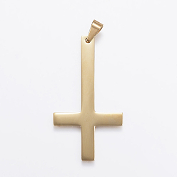 Золотой 304 из нержавеющей стали большие кулоны, крестик, золотые, 55x30x2 мм, отверстие : 7x5 мм