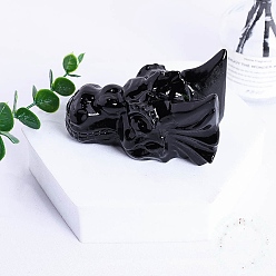 Обсидиан Резные фигурки головы дракона из натурального обсидиана, для домашнего офиса настольный орнамент фэн-шуй, 80 мм