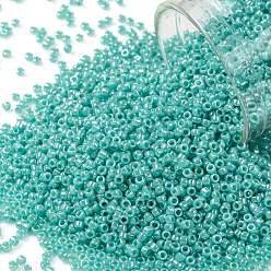 (132) Opaque Luster Turquoise Круглые бусины toho, японский бисер, (132) матовый глянец бирюзовый, 15/0, 1.5 мм, отверстие : 0.7 мм, Около 15000 шт / 50 г