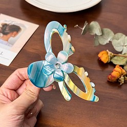 Темно-Голубой Заколки для волос в форме когтей из ацетата целлюлозы, аксессуары для волос со стразами для женщин и девочек, бантом, глубокое синее небо, 105 мм