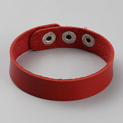 Красный Простой браслет из искусственной кожи с пряжками, красные, 8-5/8 дюйм (21.9 см)