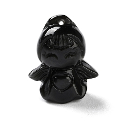 Обсидиан Природные подвески обсидиана, ангельские прелести, 18.5x15.5x8.7 мм, отверстие : 1~1.2 мм