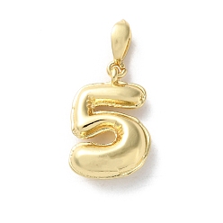 Настоящее золото 18K Латунные подвески, числовые прелести, стойки покрытие, долговечный, без свинца и без кадмия, реальный 18 k позолоченный, 14.5x10x4 мм, отверстие : 4x2.5 мм