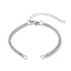 Couleur Acier Inoxydable Bracelet en acier inoxydable résistant au ternissement 304 chaînes de blé, avec fermoir pince de homard, couleur inox, 6-3/8x1/8 pouce (16.2x0.3 cm)