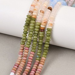 Смешанные камни Нити из опалита, стекла в форме арбуза, натурального китайского южного нефрита, кварцевого кристалла и родонита, рондель, разноцветные, 3.7~4.5x2~2.6 мм, отверстие : 0.8~0.9 мм, около 166 шт / нитка, 15.24'' (38.7 см)