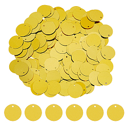 Золотистый 1300шт. подвески из ПВХ-пластика, плоско-круглые, золотые, 15.5x0.3 мм, отверстие : 1.4 мм