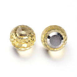 Светло-хаки Граненые стеклянные кабошоны круглый шар, светлый хаки, 10x9 мм