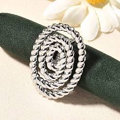 Платина Латунные кольца-манжеты для женщин, витых овальных, стойки покрытие, долговечный, без свинца и без кадмия, платина, 40x30 мм, внутренний диаметр: 18 мм