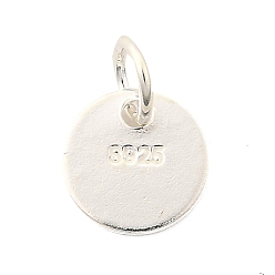 Серебро S925 серебряные пустые подвески, плоско-круглые, серебряные, 8x1 мм, отверстие : 3 мм