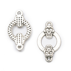 Античное Серебро Подвески из сплава в тибетском стиле, кольцо с черепом, античное серебро, 24x14x2 мм