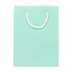 Aquamarine Kraft Paper Bags, with Handles, Gift Bags, Shopping Bags, Rectangle, Aquamarine, 16x12x5.9cm