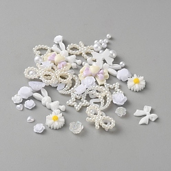 Белый Кабошоны из смолы, ногтей декоративные аксессуары, разнообразные, белые, 2.5~19.5x2.5~18.5x1.5~5.5 мм, о 50 шт / комплект