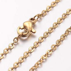 Golden Ion Plating(IP) 304 Stainless Steel Necklace, Cable Chains, with Lobster Clasps, Golden, 17.72 inch(450mm), 2mm