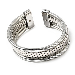 Платина Многослойные железные браслеты-манжеты в виде змеиной цепочки для женщин, платина, внутренний диаметр: 2.20 дюйм (5.6 см), широк: 23 мм