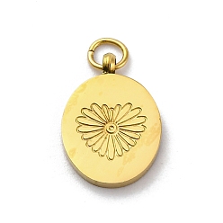 Настоящее золото 18K 304 прелести нержавеющей стали, с целью перехода в кольце, овал с подвеской в виде сердца, ионное покрытие (ip), реальный 18 k позолоченный, 13.5x9.5x1 мм, отверстие : 2.5 мм