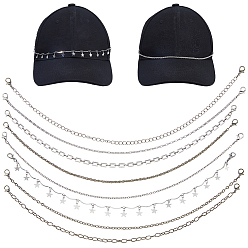 Платина Железные и латунные цепи для бейсболок, Сплав с застежками когтя омара, платина, 305 мм, 8 шт / комплект