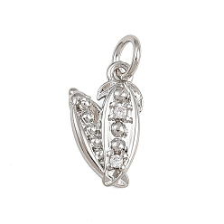 Платина Латунные микро проложить кубического циркония подвески, подвески в виде стручков гороха, с целью перехода в кольце, стойки покрытие, долговечный, без свинца и без кадмия, платина, 14x8x2.5 мм, отверстие : 3 мм