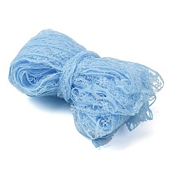 Deep Sky Blue Polyester Lace Ribbon, Wavy Trim, Flower, for Jewelry Making, Deep Sky Blue, 7/8 inch(22mm), about 10.94 Yards(10m)/pc