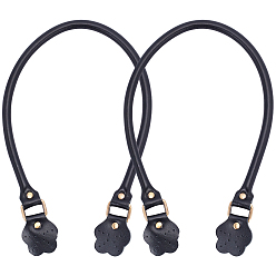 Черный Ручки из натуральной кожи, с аксессуарами из сплава, чёрные, 61.5x1~4x0.2~1.4 см, отверстие : 1 мм