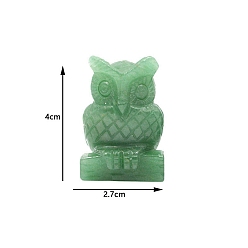 Зеленый Авантюрин Резные фигурки целебной совы из натурального зеленого авантюрина, Украшения из камня с энергией Рейки, 40x27 мм