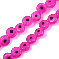 Фуксиновый Ручной сглаза бусины бисер нитей, плоско-круглые, красно-фиолетовые, 6x2.5 мм, отверстие : 0.6 мм, около 63~65 шт / нитка, 13.78~14.92'' (35~37.9 см)