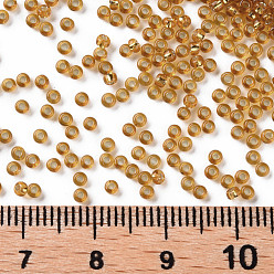 Goldenrod 12/0 Grade A Round Glass Seed Beads, Silver Lined, Goldenrod, 12/0, 2x1.5mm, Hole: 0.3mm, about 30000pcs/bag