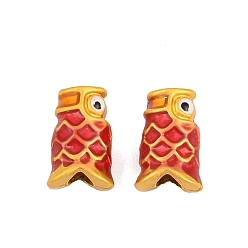 Золотой Бисера эмали сплава, рыба, золотые, 8.5x5.5x4 мм, отверстие : 2 мм