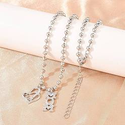 Платина Подвеска в виде сердца с микропаве из латуни с прозрачными кубическими циркониями ко Дню матери для женщин., без кадмия и без свинца, долговечный, стойки покрытие, платина, 17.52 дюйм (44.5 см)