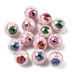 (52) Непрозрачная лаванда Печать и УФ-покрытие непрозрачными акриловыми бусинами, глазное яблоко, разноцветные, 20 мм, отверстие : 2.5 мм