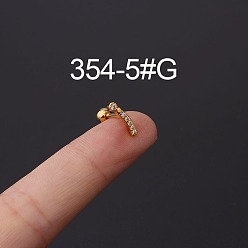 Stick 316l серьги-гвоздики из нержавеющей стали с микропаве из кубического циркония, золотые, придерживаться, 6 мм, штифты : 1.2 мм