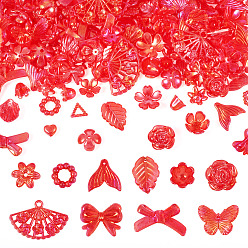 Малиновый 182 шт. 100 г прозрачные акриловые бусины, с покрытием AB цвета, разнообразные, малиновый, 8~29x9~42.5x2~9 мм, отверстие : 1.4~2.8 мм, 100 г / набор