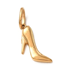 Golden 304 Stainless Steel Charms, High-heeled Shoes Charms, Ion Plating(IP), Golden, 11x8.5x2mm, Hole: 4x2.5mm