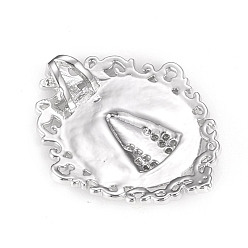 Platinum Brass Micro Pave Clear Cubic Zirconia Pendants, Oval with Virgin Mary, Platinum, 25.5x20.5x1.5mm, Hole: 2x3.5mm