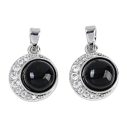 Платина Латунные микро проложить кубического циркония подвески, без кадмия, без никеля и без свинца, со стеклом, плоские круглые прелести, с целью перехода в кольце, платина, 15x12.5x6 мм, отверстие : 4.5x2.5 мм