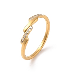 Настоящее золото 18K Ионное покрытие (ip) 304 кольцо из нержавеющей стали, с кубического циркония, реальный 18 k позолоченный, внутренний диаметр: 17.4 мм