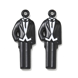 Черный Подвески из сплава аэрозольной краски, подвески для делового костюма, стойки покрытие, чёрные, 32x12x3.5 мм, отверстие : 1.6 мм