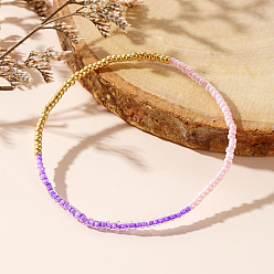 (52) Непрозрачная лаванда Цветные стеклянные круглые бусины, растягивающиеся браслеты для женщин, разноцветные, внутренний диаметр: 6-7/8 дюйм (17.5 см)