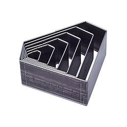 Нержавеющая Сталь Цвет Высекальный пресс для высечки из высокоуглеродистой стали, с пластиковой коробке, набор штампов для штамповки пресс-форм, для поделок из кожи своими руками, алмаз, цвет нержавеющей стали, 8.5~47x10~60x23.5 мм, 6 шт / коробка