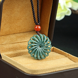 Средний Аквамарин Ожерелья с подвеской из полого цветка из натурального нефрита, средний аквамарин, 23.62 дюйм (60 см)