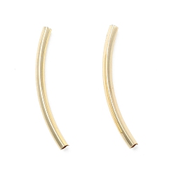 Real 18K Gold Plated Rack Plating Brass Tube Beads, Curved Beads, Long-Lasting Plated, Cadmium Free & Lead Free, Real 18K Gold Plated, 35x2x2mm, Hole: 1.6mm