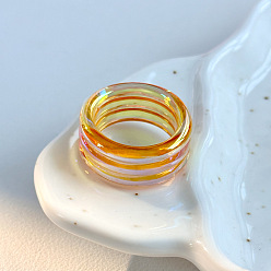 Золотистый Пластиковые кольца для женщин, полоса, золотые, внутренний диаметр: 18 мм